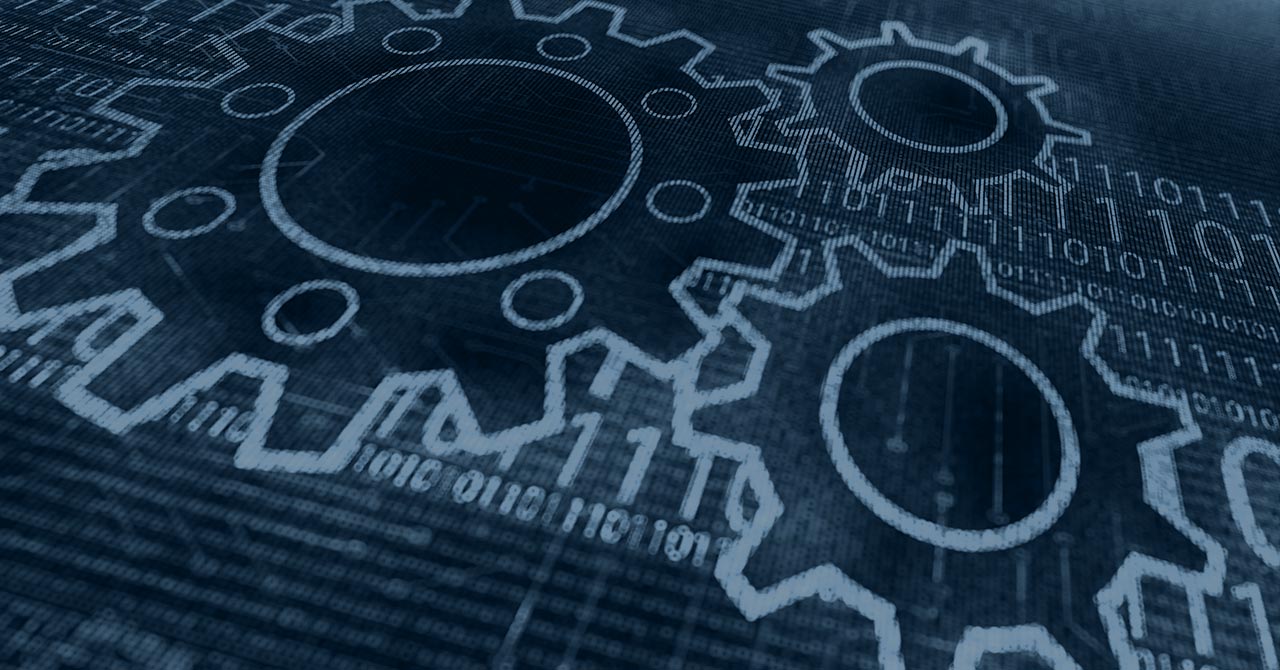Digital gears over binary code representing DNS and DHCP automation and incremental network infrastructure optimization