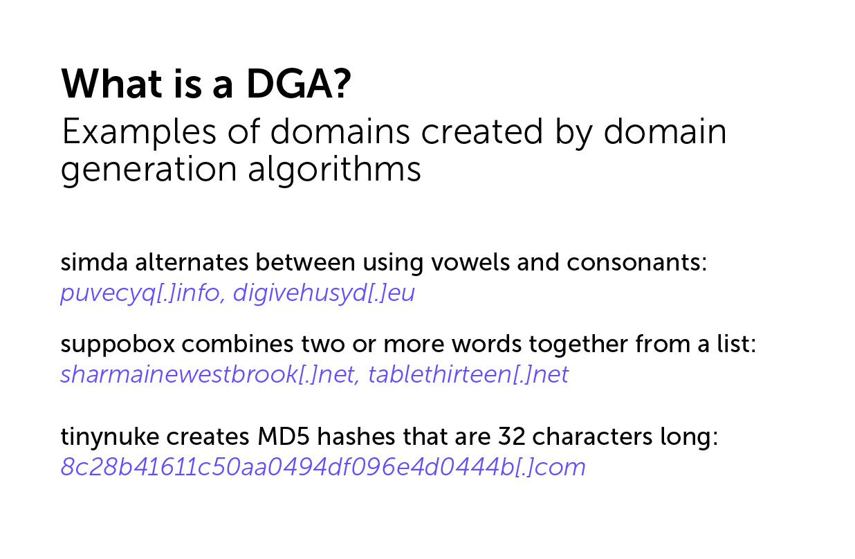 What is a DGA? Examples of domains created by domain generation algorithms