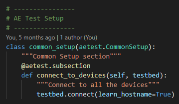 Screenshot of a Unicon network connection using the AETest harness