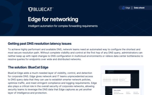Screen capture of BlueCat Edge for Networking data sheet