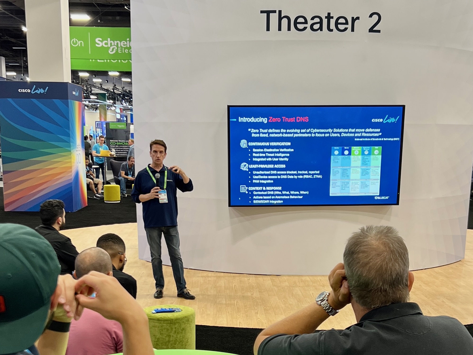 Martin McNealis, BlueCat’s Chief Product Officer, introduces Zero Trust DNS to Cisco Live attendees at the World of Solutions’ Content Corner at Cisco Live 2023