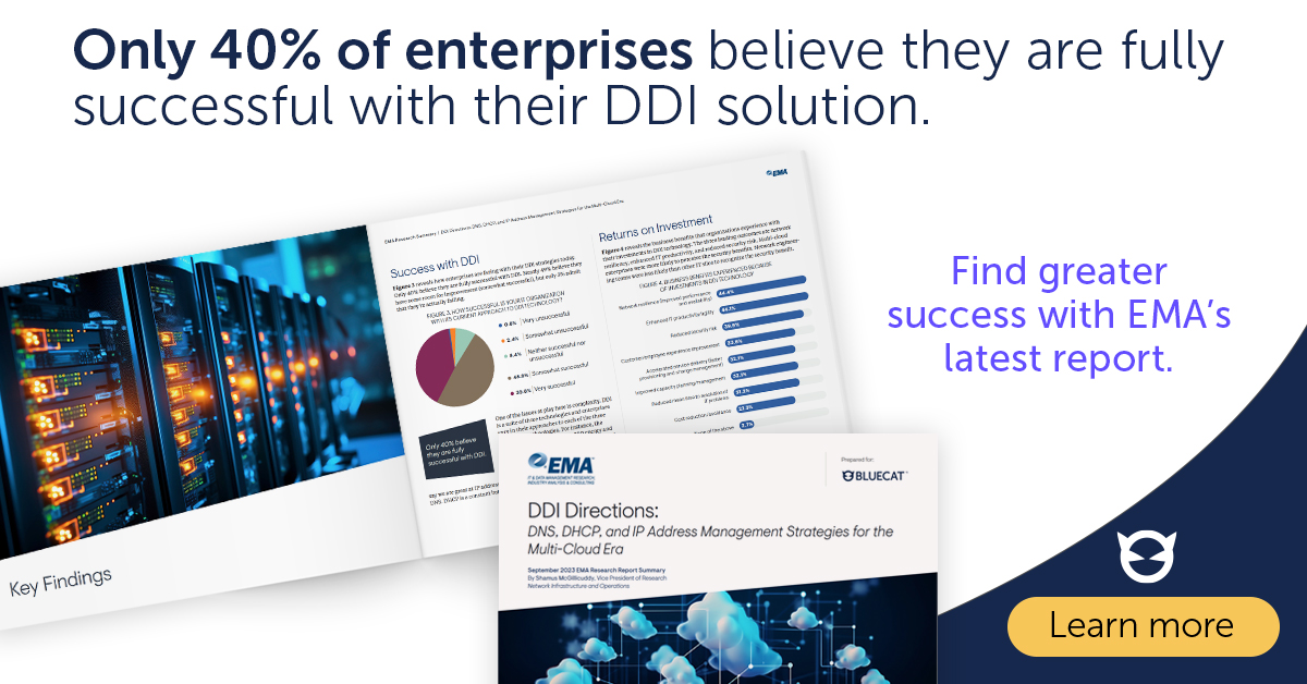 Only 40% of enterprises believe they are fully
successful with their DDI solution; find greater success with EMA's latest report