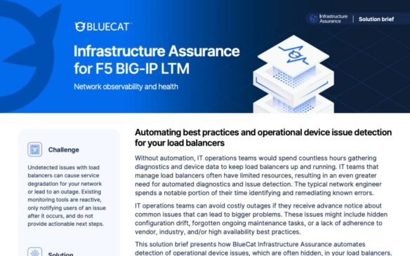 Screen capture of BlueCat LiveAssurance for F5 BIG-IP LTM solution brief