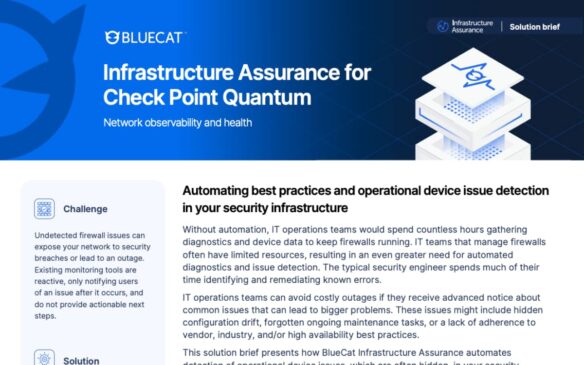 Screen capture of BlueCat LiveAssurance for Check Point Quantum solution brief