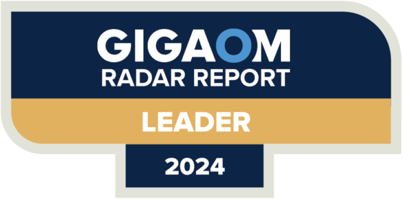 A badge that recognizes BlueCat as a leader in the 2024 GigaOm Radar Report for DDI