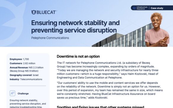 Screen capture of BlueCat How LiveAssurance helped Pelephone Communications case study