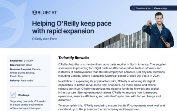 Screen capture of BlueCat Helping O'Reilly keep pace with rapid expansion case study