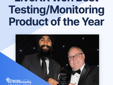 Two BlueCat employees hold the award from Network Computing 2025 Award for Best Testing/Monitoring Product of the Year: LiveNX.