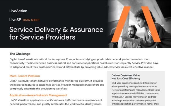 Screen capture of LiveAction a BlueCat Company LiveSP product data sheet