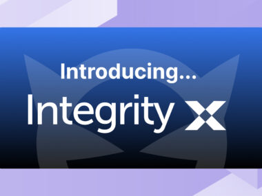 Image shows BlueCat cathead image in the background with the text "Introducing Integrity X" appear over it. Integrity X is the newest version of BlueCat's DDI management solution.