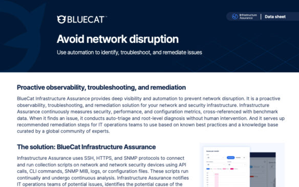 Screen capture of BlueCat LiveAssurance data sheet