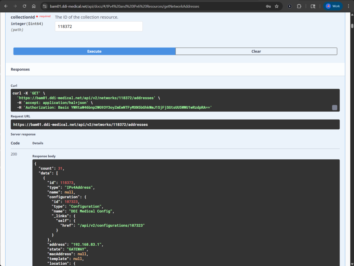Screenshot depicting execution of REST v2 API calls in Integrity X with built-in Swagger documentation.