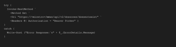 PowerShell script using Invoke-RestMethod with bearer token and try-catch for error handling