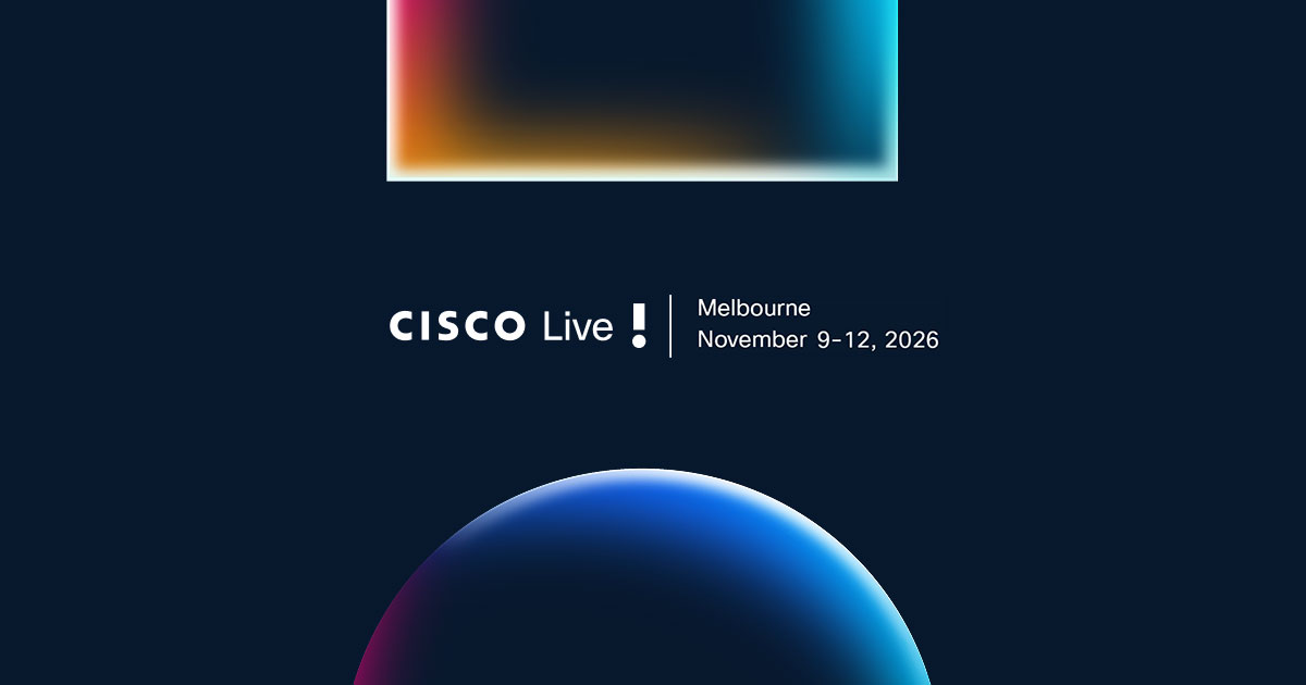 Cisco Live Melbourne 2026 event graphic with dates November 9–12 on dark background